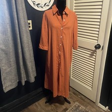 Shein Maxi Dress Women’s Bern Orange Button Down Dress Size XL