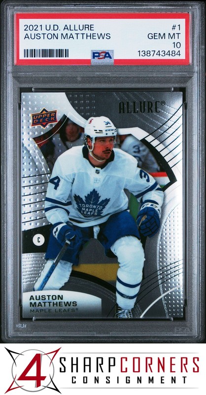 2021 UPPER DECK ALLURE #1 AUSTON MATTHEWS POP 4 PSA 10