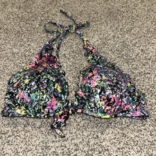 NWOT Victoria s Secret Swim Neon Splatter Halter Underwire Bikini Top 34D