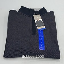Ted Baker Men's 1/4 Zip Textured Pullover, Blue, Size L