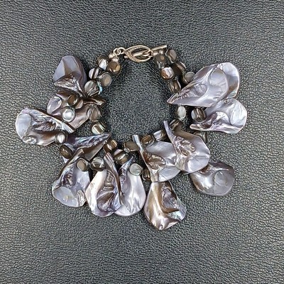 Designer Barse Pearl And Sterling Double Stand Bracelet
