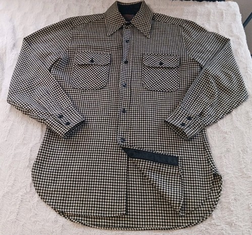Vintage Pendleton Feldhemd 70er kariert schwarz Wolle Flanell Medium Made in USA