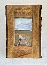 Design Guild 4 x 6 Wood Photo Frame 2-Side Live Edge Portrait Lodge Cabin Rustic