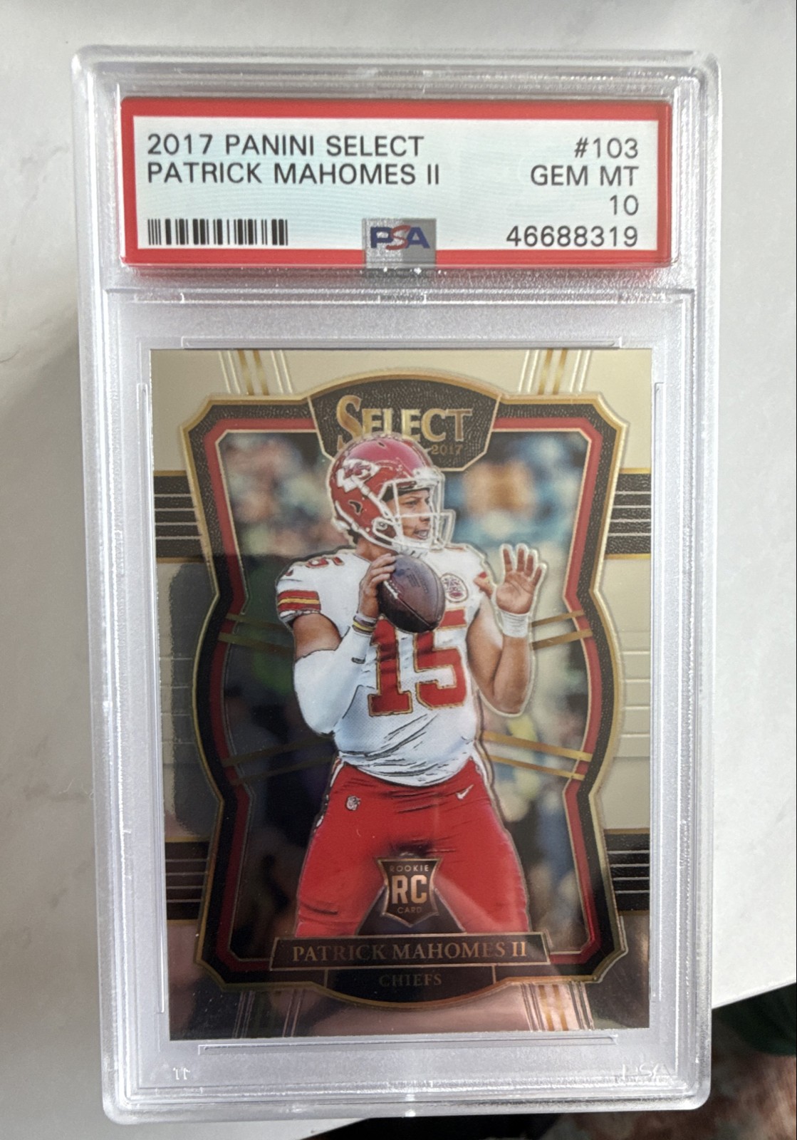 2017 Panini Select ROOKIE- Premier Level Patrick Mahomes II #103 PSA 10
