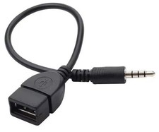 Black USB to AUX Adapter Cable,3.5mm Male AUX Plug to USB 2.0 Female Converter