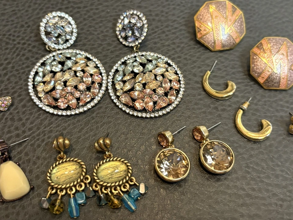 All Designer Betsey Johnson Jcrew AK BR Earrings Rhinestone Lot Dangle Pierced - image 3 of 4