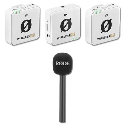 Rode Wireless ME Dual Clip-on Microphone System (White) with Interview GO