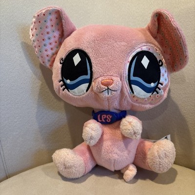 2007 LPS Littlest Pet Shop VIP Peach Pink Mouse Stuffed Animal With Tag