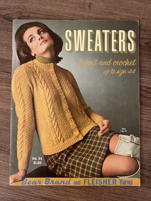 1966 Sweaters Knit Crochet Vintage Book Vol 94 Bear Brand Fleisher Yarns Pattern