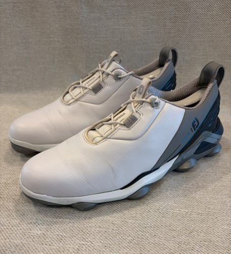 FootJoy Men's 9.5 M Tour Alpha Golf Shoes 55506 White Blue Spiked Waterproof OPS