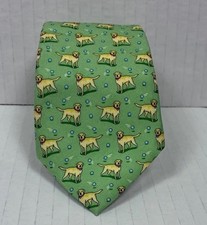 Vineyard Vines Tie Boys Green Yellow Lab Dog Silk Preppy Accessory NWT
