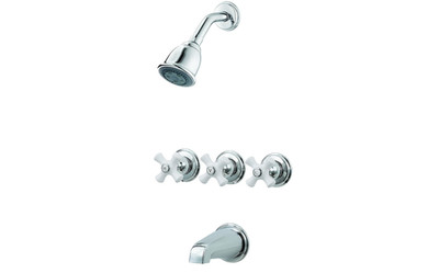Pfister LG01-8CPC 3 Handle Tub & Shower Faucet Trim Kit ( 1 BROKEN HANDLE)
