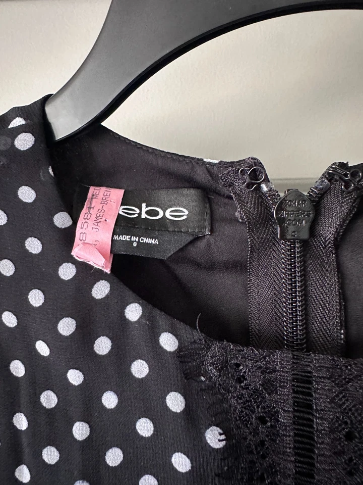 Bebe Womens Mini Long Sleeve Polka Dot Dress Size 0 - Image 2 of 4