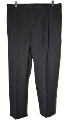 Joseph & Feiss Dark Gray Cuffed Pleated Straight Leg Mens Dress Pants 39 X 30