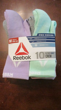 REEBOK 10 Pairs of PASTEL COLORED CREW SOCKS Girls Medium 10.5-4  NWT