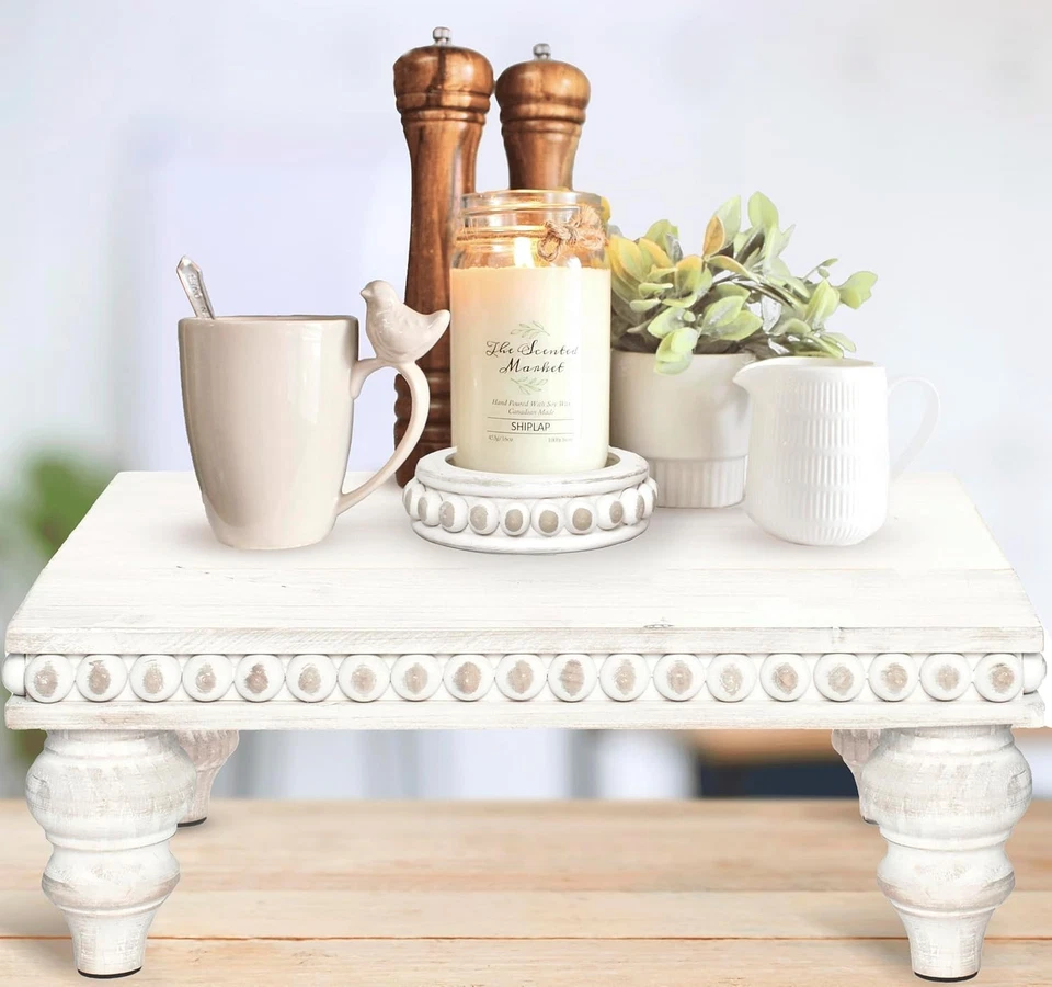 Versátil Soporte Bandeja en Niveles en Blanco Rústico - Grande 12x16 para Decoración del Hogar Foto 3 de 4