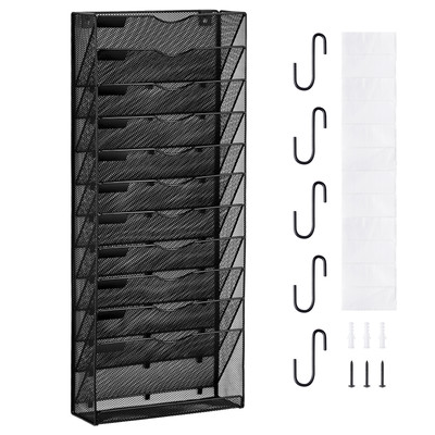 Uimoso File Wall Rack Mesh Wall File Holder 1-Piece 12 Pockets for Office/School