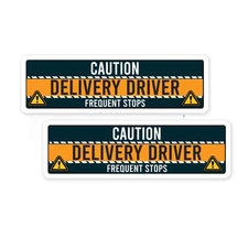 Magnet Me Up Caution Delivery Driver Frequent Stops Magnetic Decal, 10"x3", 2 PK