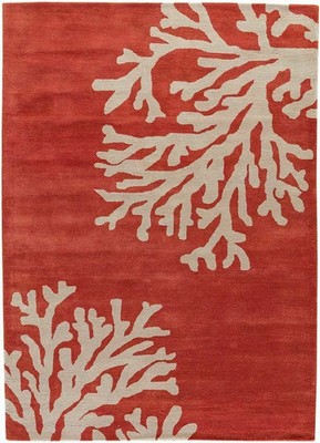 New Coastal Corel Red Hand Tufted 100% Wool Soft Area Rug Carpet. For Any Room