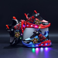 Kids Boys LED Lit Spider - Man Sports Comfort Shoes Flashing Light Up Sneakers