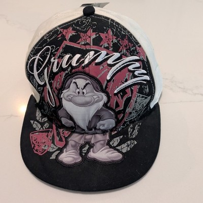 Disney Hat Snow White Grumpy Hat One Size Applique Embroidered White w Graphics