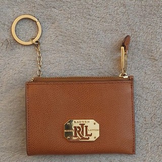 Lauren Ralph Lauren Brown Leather ID/Document Card Case Holder with Key Ring