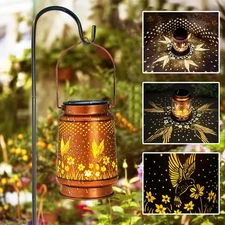Solar Lantern LED Hanging Light Hummingbird Outdoor Garden Lamp Waterproof Decor