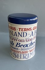 Emma Bridgewater Coast Toast Round Tin Caddy Bold Type Nautical Blue Red BNWT