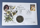 1996 Jersey £2 Coin PNC. QEII 70th Birthday. Pictorial Jersey Stamp. 1399