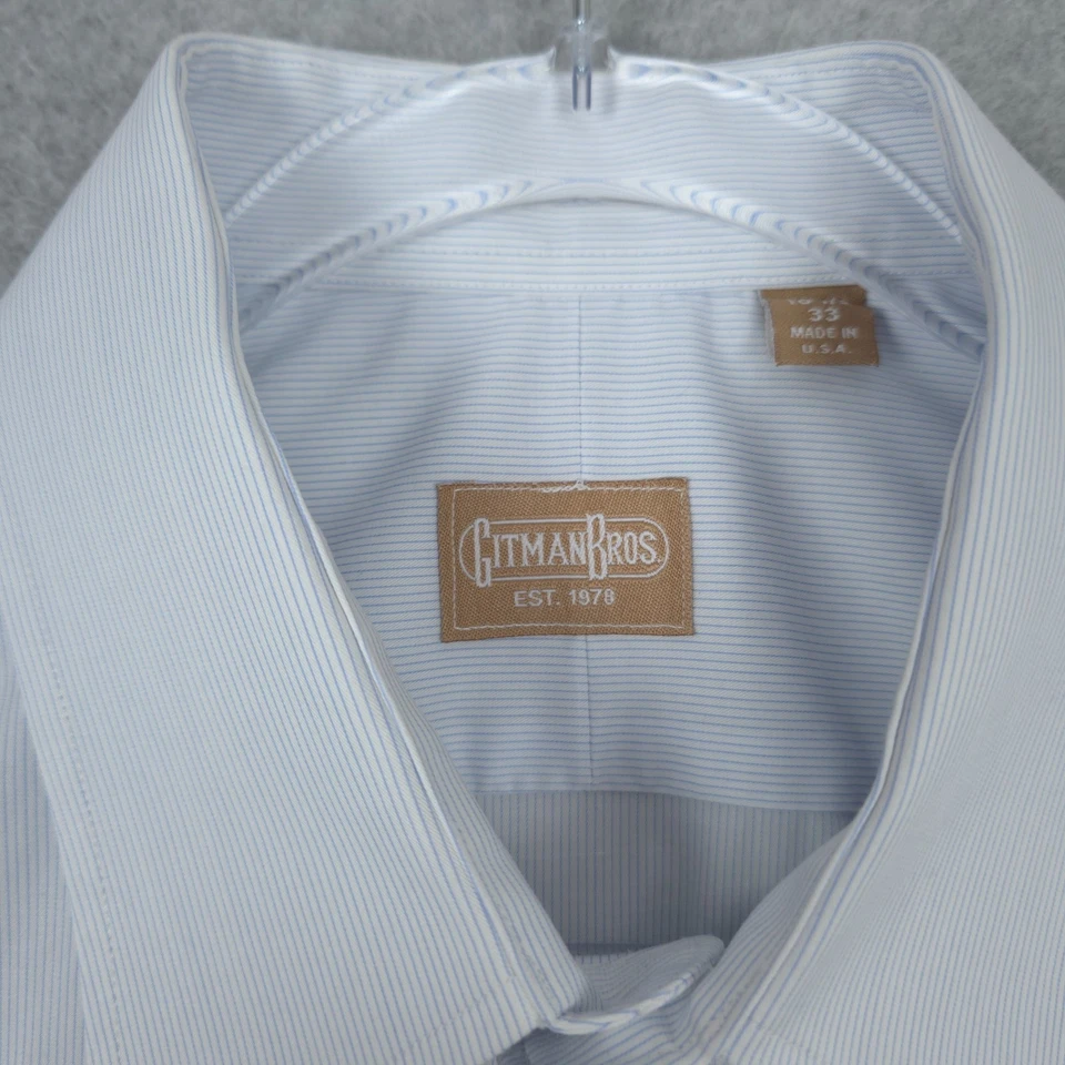 Camisa Gitman Bros Para Hombres 16.5 33 Rayas Elastizada Mezcla de Algodón Negocios Informal EE. UU. Foto 4 de 4