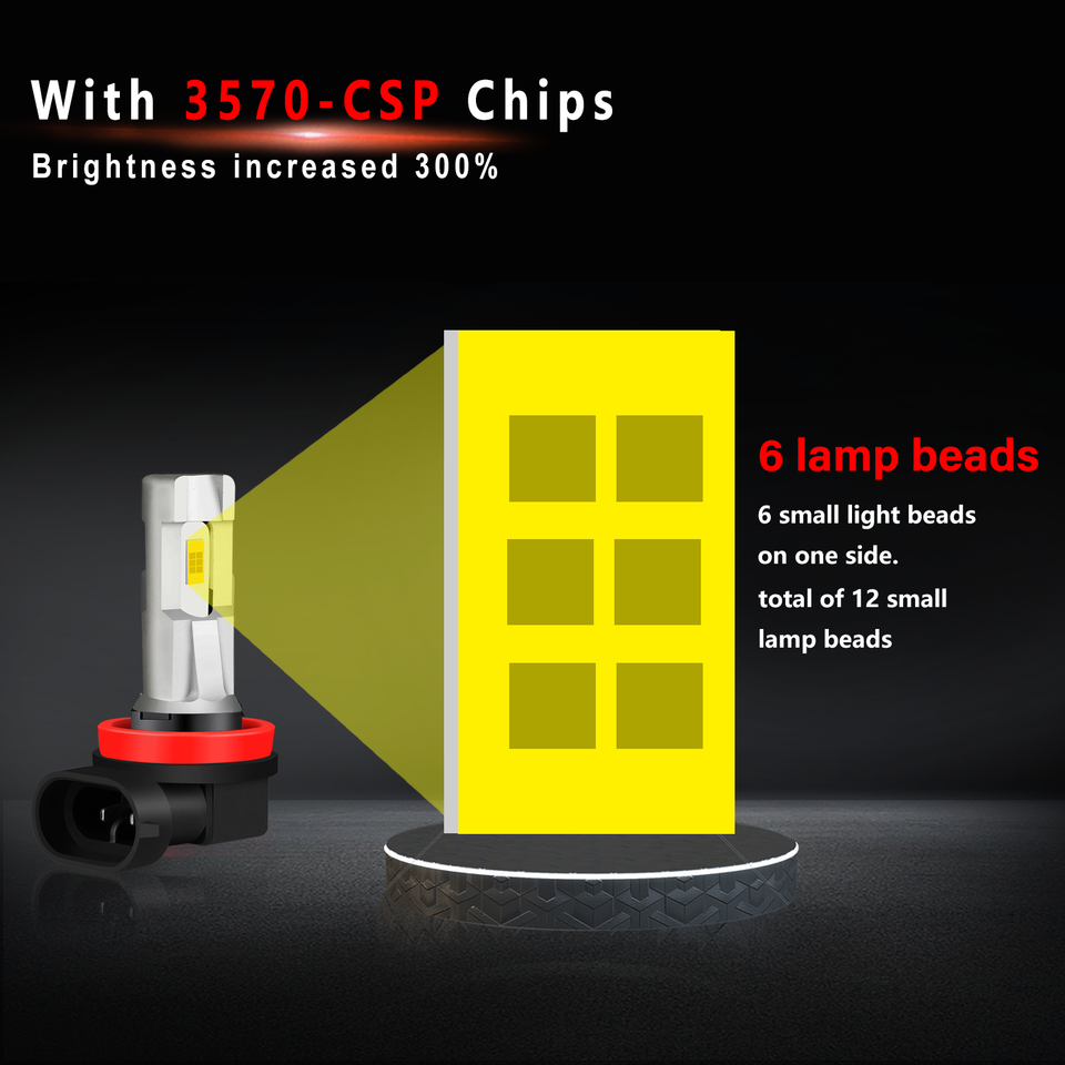 H11 LED Headlight Super Bright Bulbs LOW BEAM Conversion Kit White