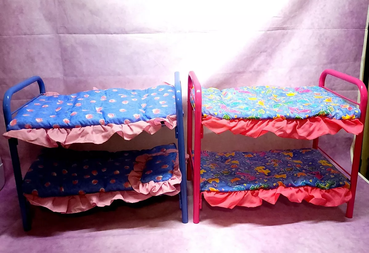Lot of 2 TOT TUTORS PINK BLUE BUNK BEDS WITH BEDDING FITS 18