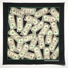 New Vintage Springs Industries Money Print Bandana Made in USA RN #15582 21"×21"