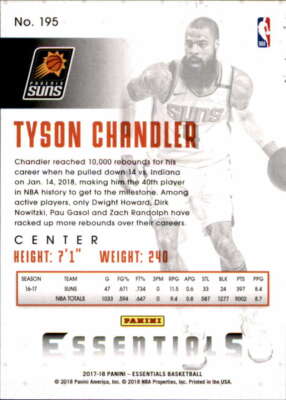 2017-18 Panini Essentials Spiral #195 Tyson Chandler Phoenix Suns