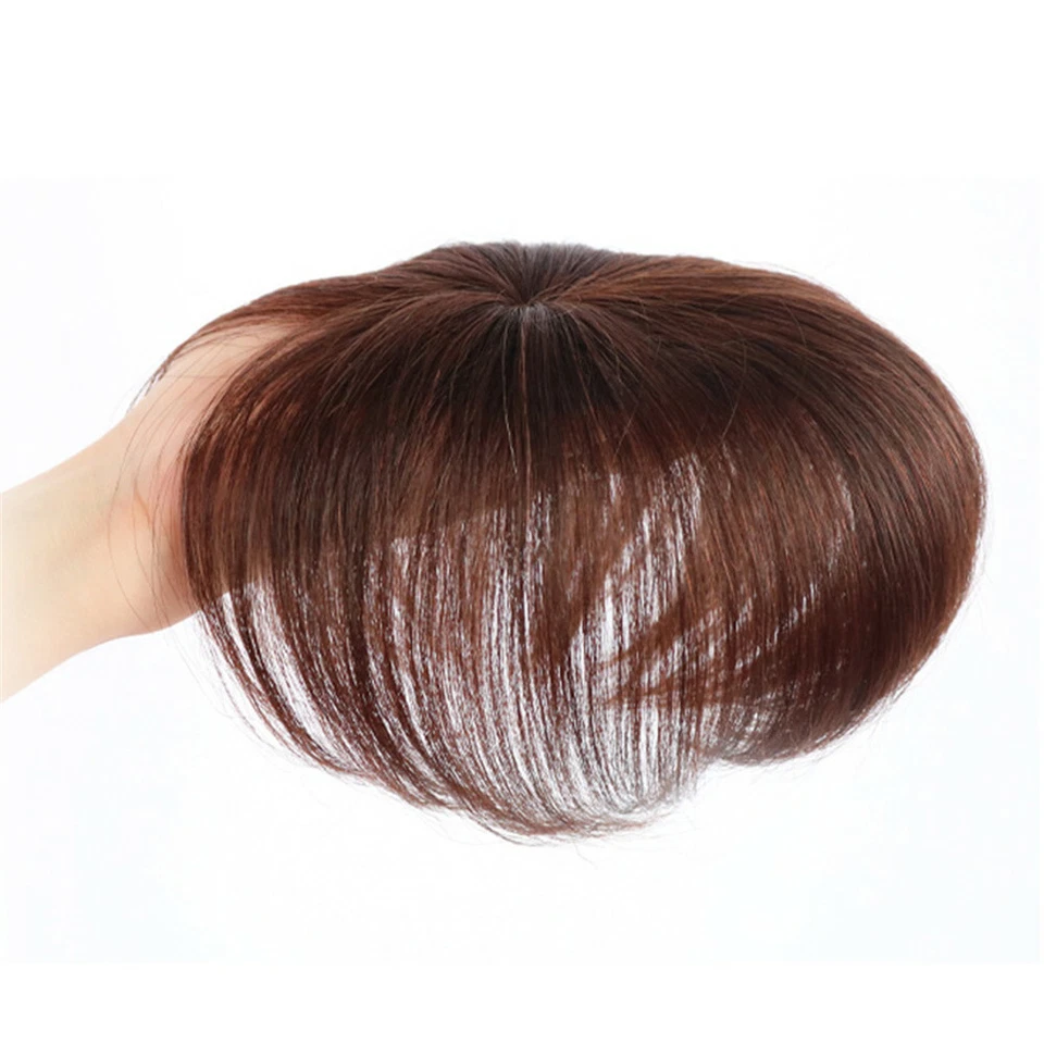 Clip corto recto en la parte superior 100 % cabello humano Toppers para mujeres cabello fino Foto 2 de 4