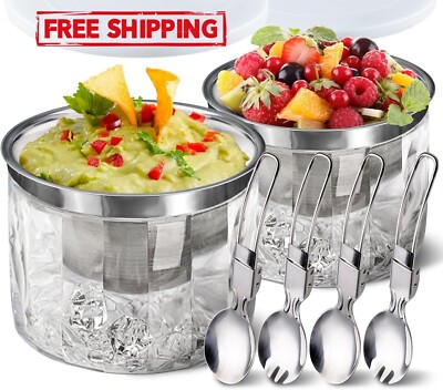 Tazón para servir hielo con tapa para hummus, salsa, guacamole, salsas y pasta