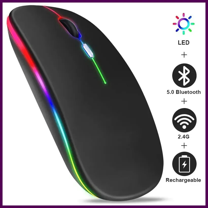 RGB Rechargeable Wireless Bluetooth Mouse with LED for Computer-image