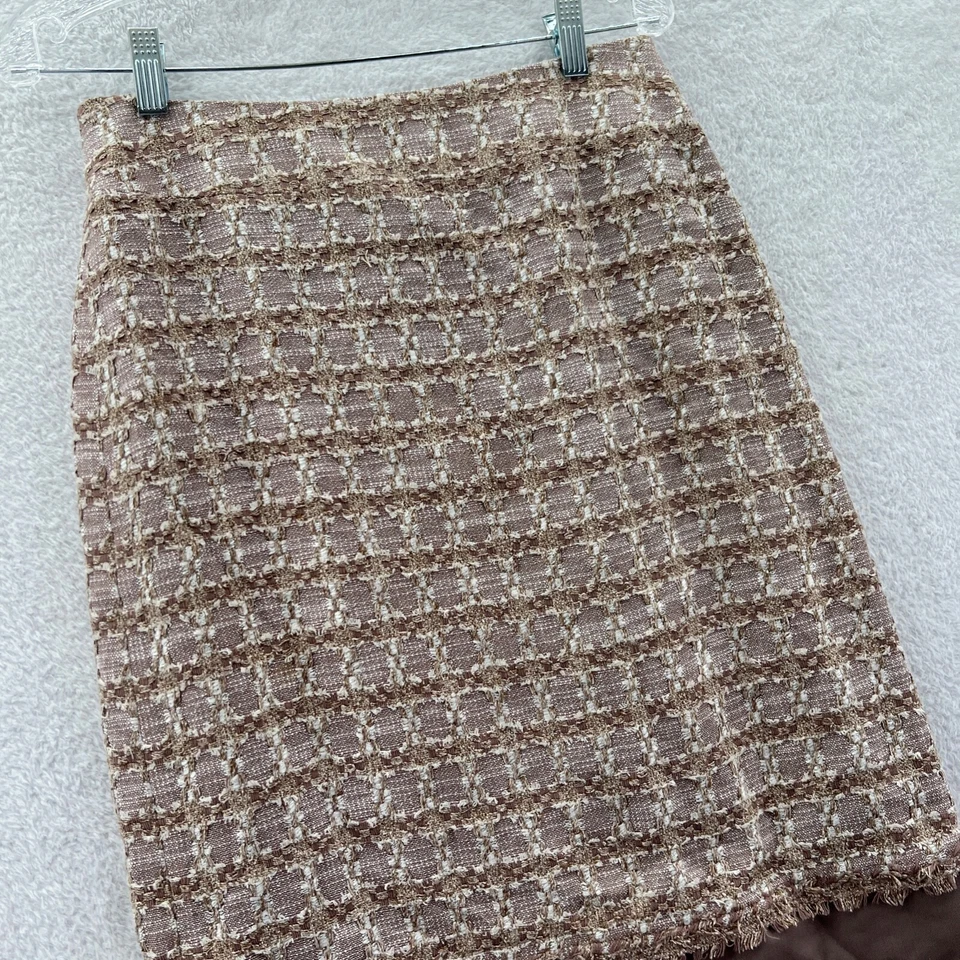 Falda lápiz vintage Albert Nipon para mujer 6P beige 28x26 traje midi cremallera seda 6 Foto 2 de 4