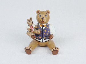Hand-Painted-Wood-Dutch-TEDDY-BEAR-Papa-amp-Baby-Made-In-Holland
