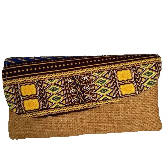 Bolso sin asas Rafia tribal para mujer sobre cartera magnífico único