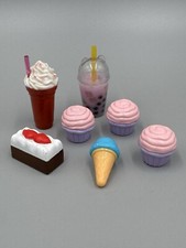 Miniature Play Food Lot For Dollhouse Includes Cupcakes Goodies Drinks