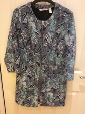 Bnwot Designer “isaac Mizrahi Live “ Jacquard Coat,size Medium, Shades Of Blue.