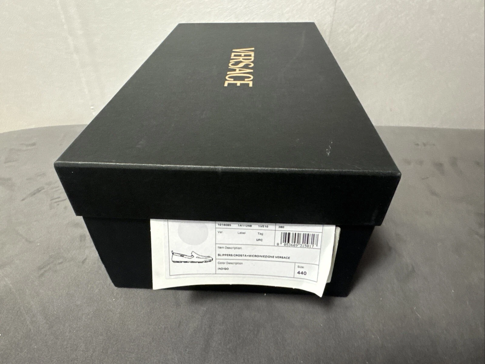 Scarpe mocassini Versace Villa scamosciate da guida Greca nuove $775 taglia 45