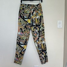 RARE VTG 90  S MOSCHINO WOMEN  S PEACE PRINT JEANS MULTICOLOUR MULTICOLOUR SIZE S
