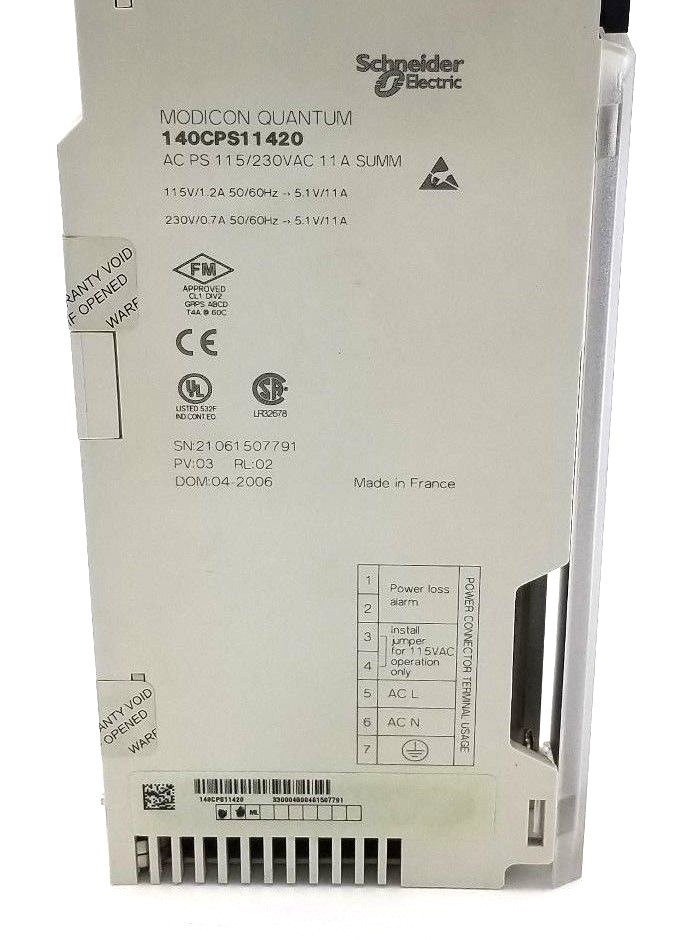 SCHNEIDER MODICON QUANTUM 140-CPS-114-20 PV:03 RL:02 AC