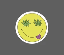 Weed Smiley Face Sticker 420 Waterproof Marijuana Gift NEW