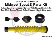 GAS SPOUT  PARTS KIT for MIDWEST Brand can -Spout Stopper Collar Black Vent Cap
