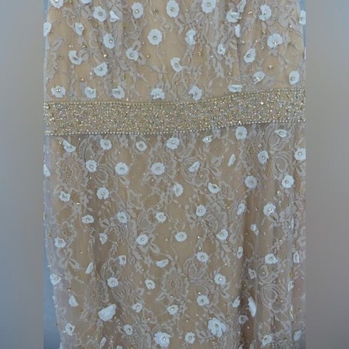Mac Duggal 16 Dress Ivory Nude Sheer Floral Appliqué Sleeveless 67853 NWT - Picture 14 of 15