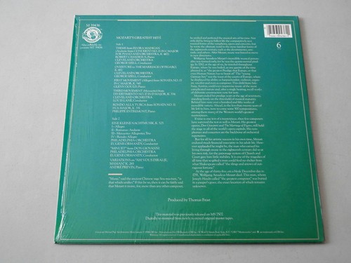 MOZART~ GREATEST HITS~ MINT~IN SHRINK~ CBS MASTERWORKS~ UNPLAYED ~ CLASSICAL LP - Picture 2 of 3