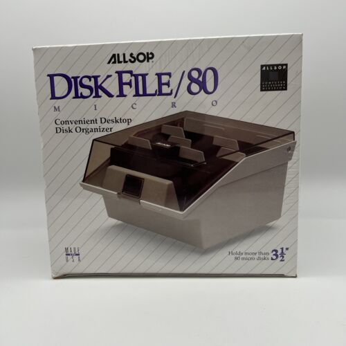 Vintage Allsop Disk File 80 Micro Desktop  3.5" Disk Case For 80 3.5" Disks NEW - Picture 1 of 6